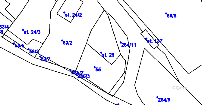 Parcela st. 25 v KÚ Sychrov nad Jizerou, Katastrální mapa