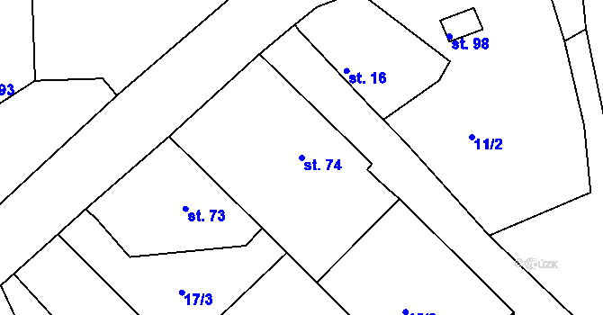 Parcela st. 74 v KÚ Sychrov nad Jizerou, Katastrální mapa