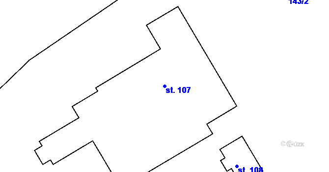 Parcela st. 107 v KÚ Sychrov nad Jizerou, Katastrální mapa