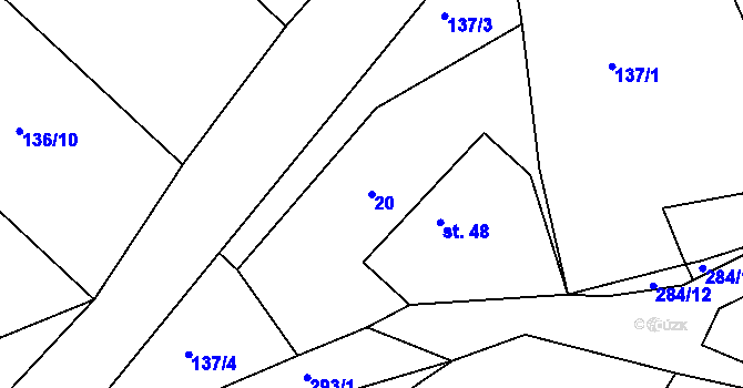 Parcela st. 20 v KÚ Sychrov nad Jizerou, Katastrální mapa