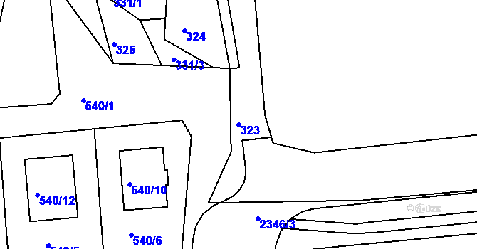 Parcela st. 323 v KÚ Sychrov nad Jizerou, Katastrální mapa