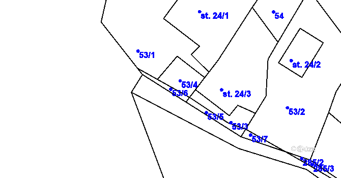 Parcela st. 53/6 v KÚ Sychrov nad Jizerou, Katastrální mapa