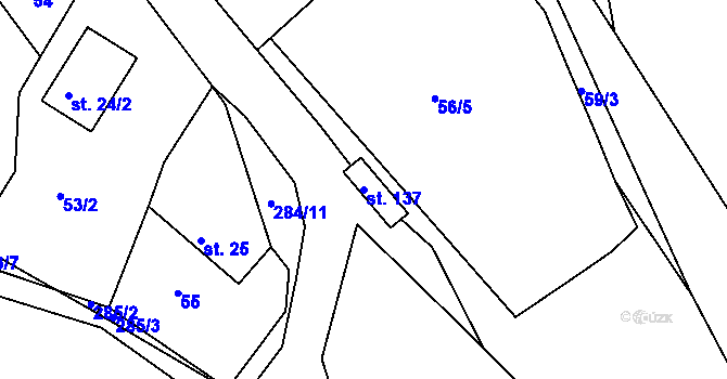 Parcela st. 137 v KÚ Sychrov nad Jizerou, Katastrální mapa