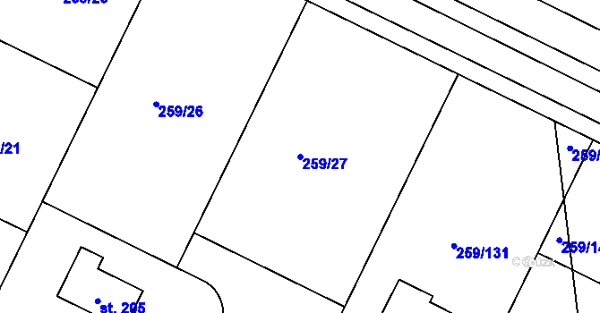 Parcela st. 259/27 v KÚ Sychrov nad Jizerou, Katastrální mapa