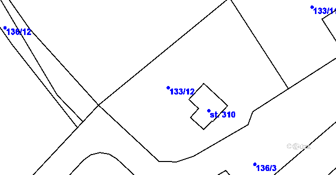 Parcela st. 133/12 v KÚ Sychrov nad Jizerou, Katastrální mapa