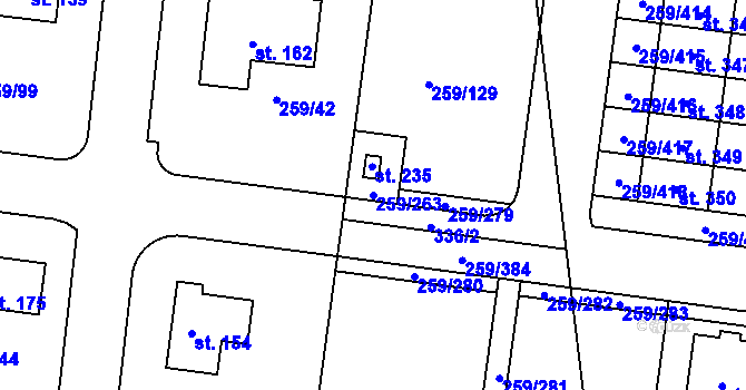 Parcela st. 259/263 v KÚ Sychrov nad Jizerou, Katastrální mapa