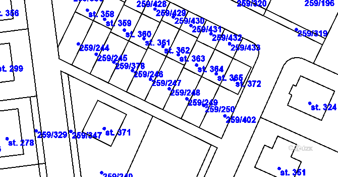 Parcela st. 259/248 v KÚ Sychrov nad Jizerou, Katastrální mapa
