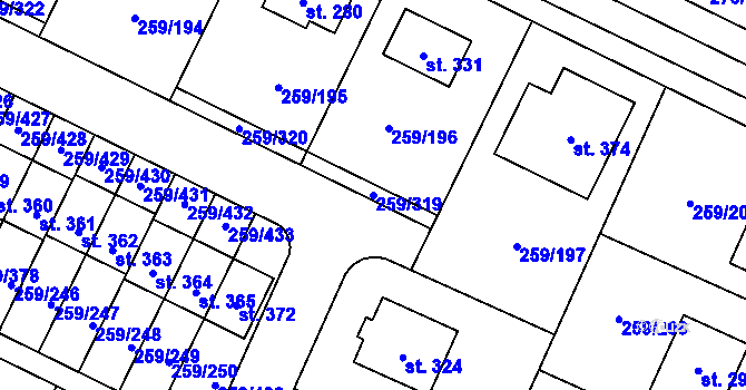 Parcela st. 259/319 v KÚ Sychrov nad Jizerou, Katastrální mapa