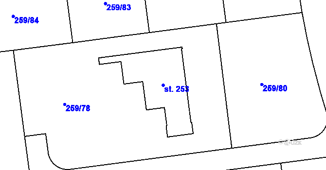 Parcela st. 253 v KÚ Sychrov nad Jizerou, Katastrální mapa