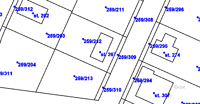 Parcela st. 267 v KÚ Sychrov nad Jizerou, Katastrální mapa