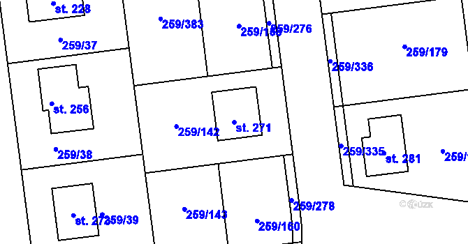 Parcela st. 271 v KÚ Sychrov nad Jizerou, Katastrální mapa