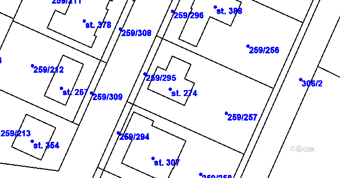 Parcela st. 274 v KÚ Sychrov nad Jizerou, Katastrální mapa