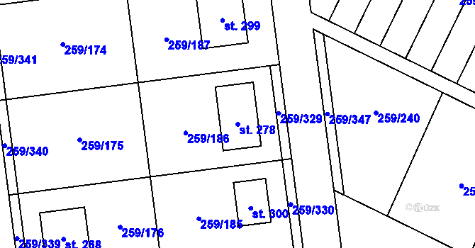 Parcela st. 278 v KÚ Sychrov nad Jizerou, Katastrální mapa