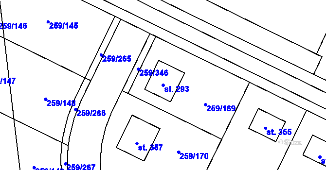 Parcela st. 293 v KÚ Sychrov nad Jizerou, Katastrální mapa