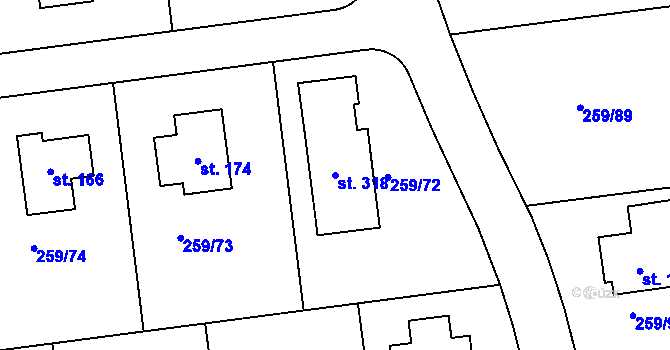Parcela st. 318 v KÚ Sychrov nad Jizerou, Katastrální mapa