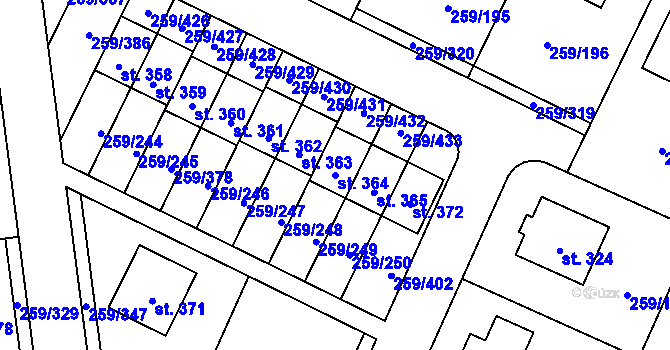 Parcela st. 364 v KÚ Sychrov nad Jizerou, Katastrální mapa