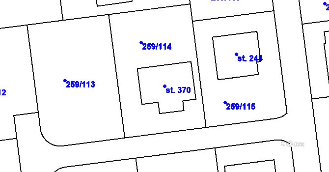 Parcela st. 370 v KÚ Sychrov nad Jizerou, Katastrální mapa