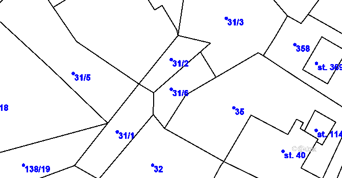 Parcela st. 31/6 v KÚ Sychrov nad Jizerou, Katastrální mapa