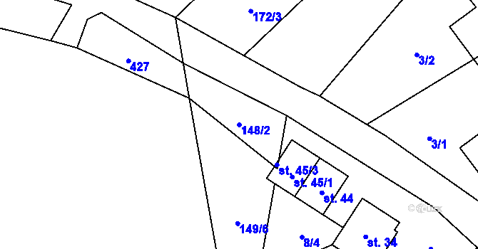 Parcela st. 148/2 v KÚ Podolí u Ratibořských Hor, Katastrální mapa