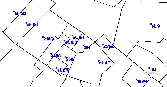 Parcela st. 6/4 v KÚ Javoří u Podolí, Katastrální mapa