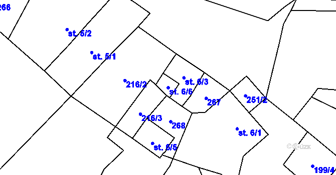 Parcela st. 6/6 v KÚ Javoří u Podolí, Katastrální mapa