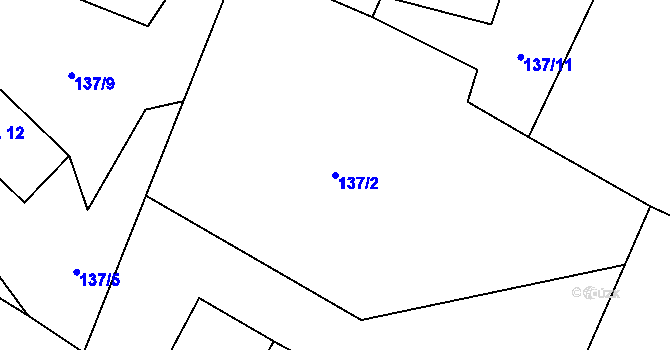 Parcela st. 137/2 v KÚ Javoří u Podolí, Katastrální mapa
