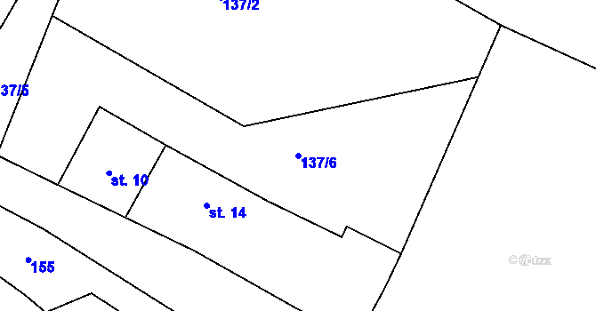Parcela st. 137/6 v KÚ Javoří u Podolí, Katastrální mapa