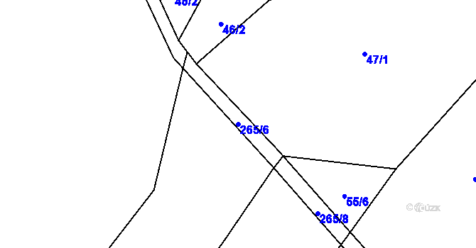 Parcela st. 265/6 v KÚ Javoří u Podolí, Katastrální mapa