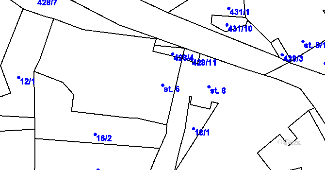 Parcela st. 6 v KÚ Podolí u Klatov, Katastrální mapa