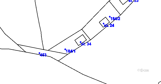 Parcela st. 34 v KÚ Podolí u Klatov, Katastrální mapa