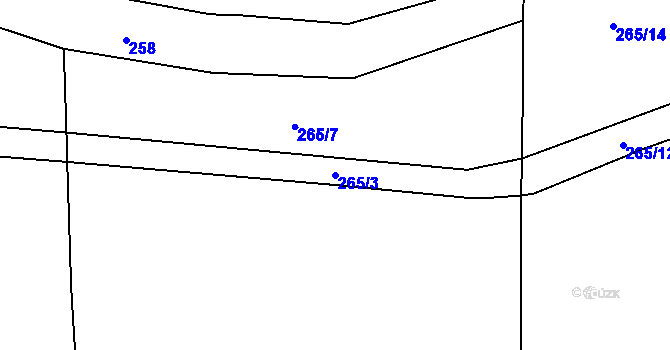 Parcela st. 265/3 v KÚ Podolí u Klatov, Katastrální mapa
