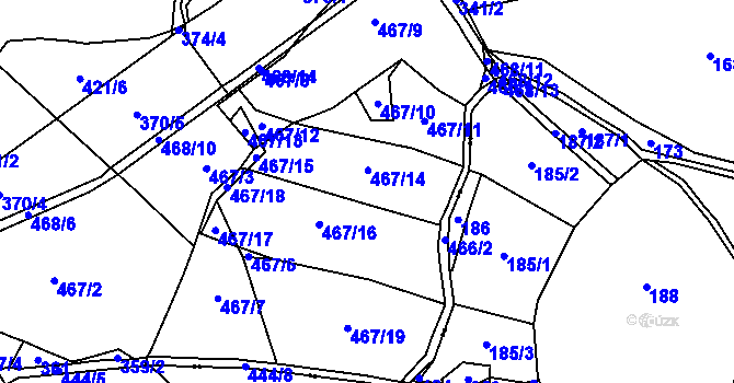 Parcela st. 467 v KÚ Podolí u Klatov, Katastrální mapa