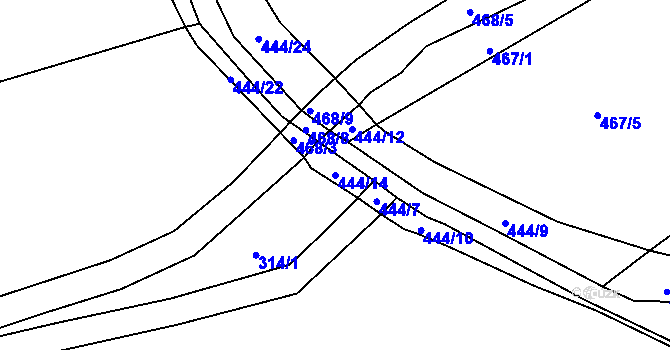 Parcela st. 444/14 v KÚ Podolí u Klatov, Katastrální mapa