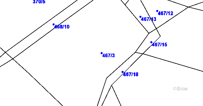 Parcela st. 467/3 v KÚ Podolí u Klatov, Katastrální mapa