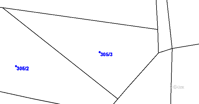 Parcela st. 305/3 v KÚ Podolí u Klatov, Katastrální mapa