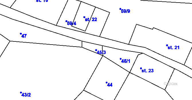 Parcela st. 45/3 v KÚ Tržek, Katastrální mapa