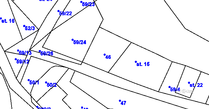 Parcela st. 46 v KÚ Tržek, Katastrální mapa