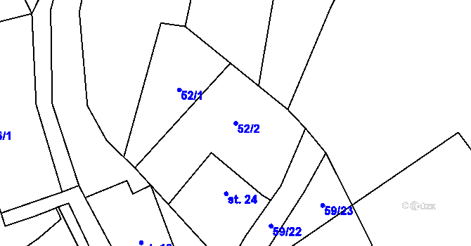 Parcela st. 52/2 v KÚ Tržek, Katastrální mapa