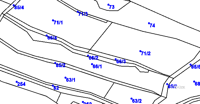 Parcela st. 66 v KÚ Tržek, Katastrální mapa