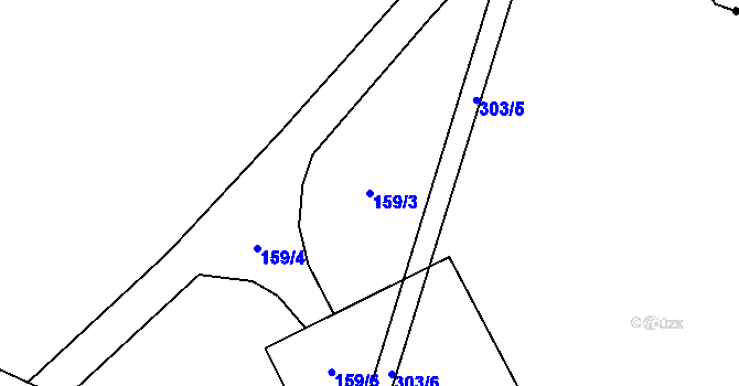 Parcela st. 159/3 v KÚ Tržek, Katastrální mapa