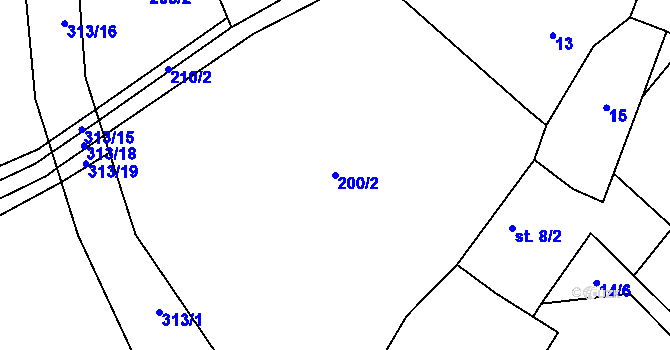 Parcela st. 200/2 v KÚ Tržek, Katastrální mapa