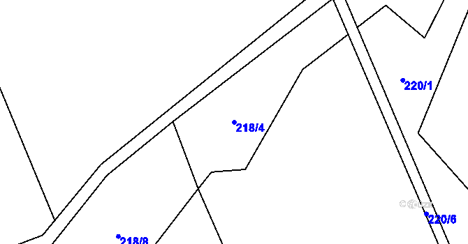 Parcela st. 218/4 v KÚ Tržek, Katastrální mapa