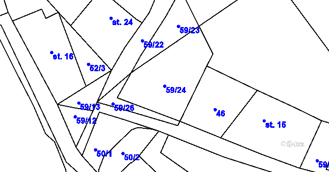 Parcela st. 59/24 v KÚ Tržek, Katastrální mapa