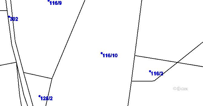 Parcela st. 116/10 v KÚ Tržek, Katastrální mapa