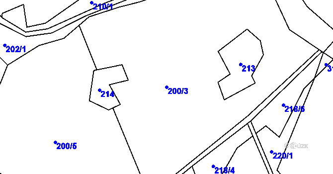 Parcela st. 200/3 v KÚ Tržek, Katastrální mapa