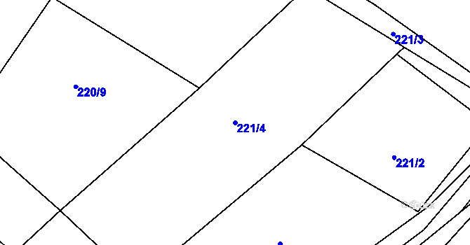 Parcela st. 221/4 v KÚ Tržek, Katastrální mapa
