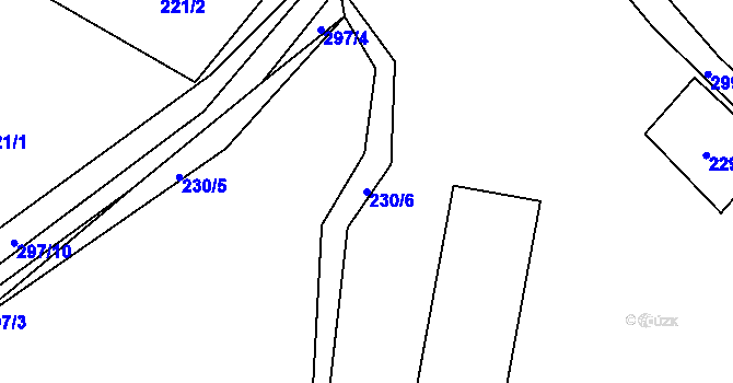 Parcela st. 230/6 v KÚ Tržek, Katastrální mapa