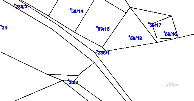 Parcela st. 288/1 v KÚ Tržek, Katastrální mapa