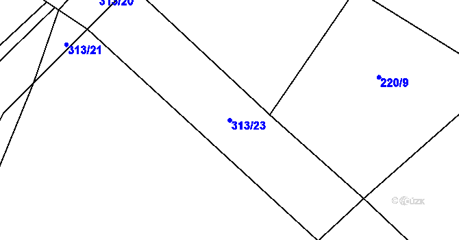 Parcela st. 313/23 v KÚ Tržek, Katastrální mapa