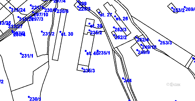 Parcela st. 235/1 v KÚ Tržek, Katastrální mapa